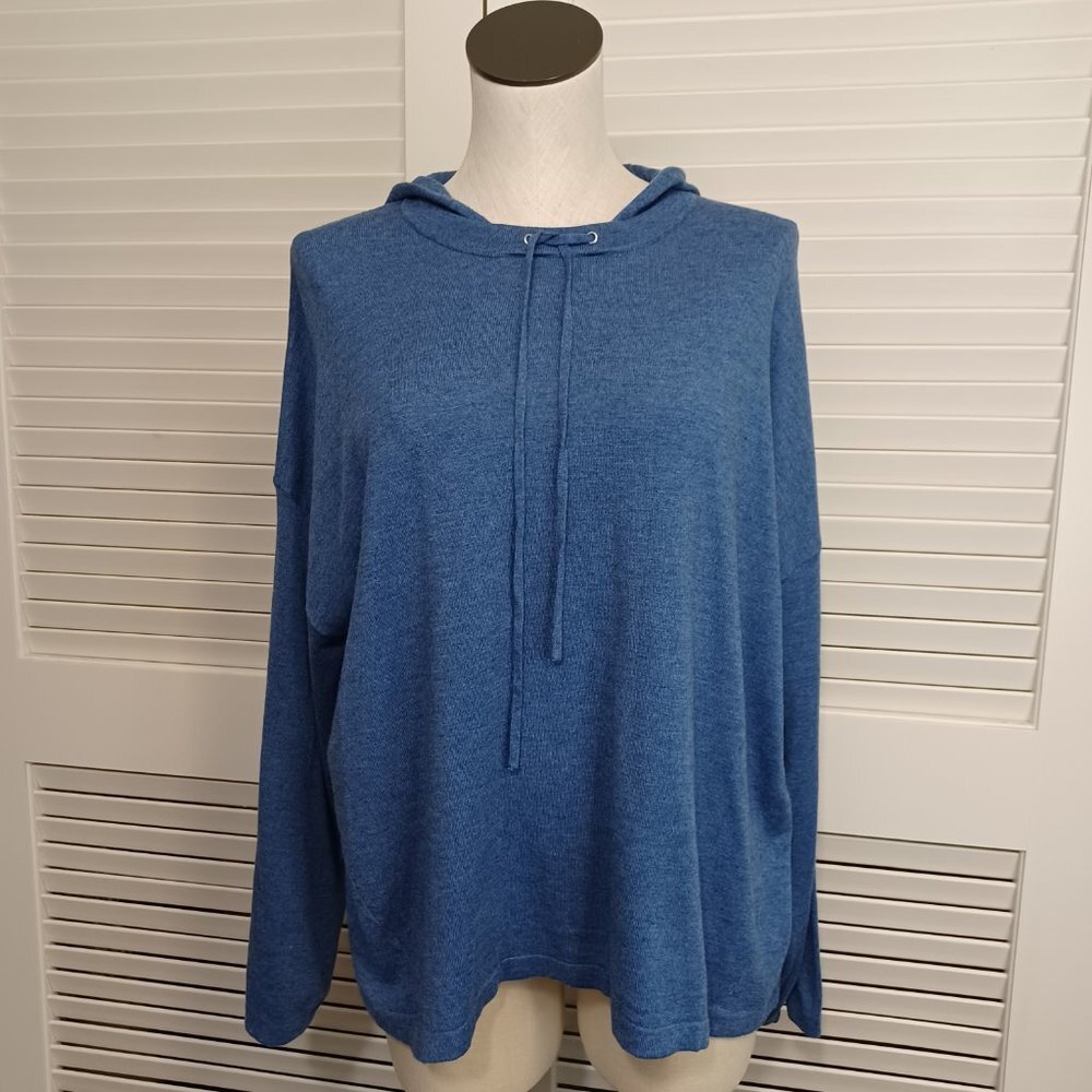Joan Vass New York Cashmere Blend Soft Hooded Pullover‎ Sweater
